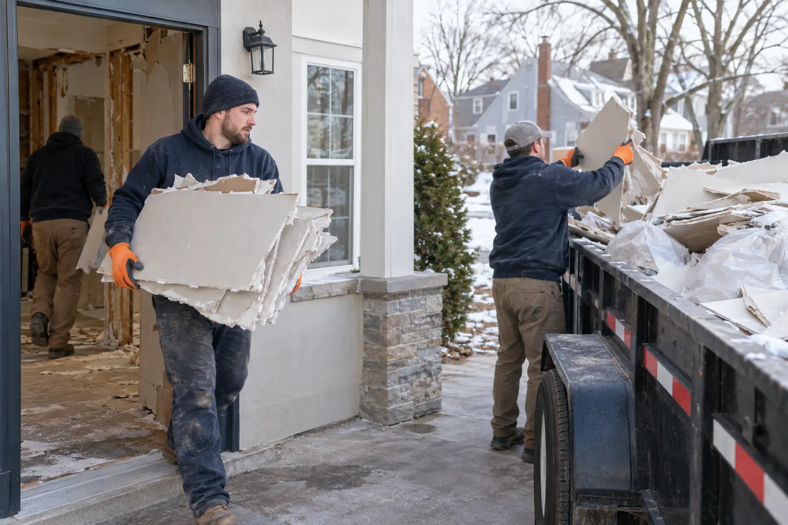 Removal crew handling Drywall Removal